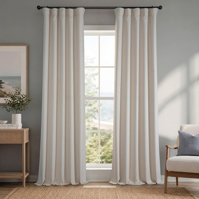 Faux Linen Curtains for Living Room (1 Panel) - 50W X 108L, Birch Taupe | Amazon (US)