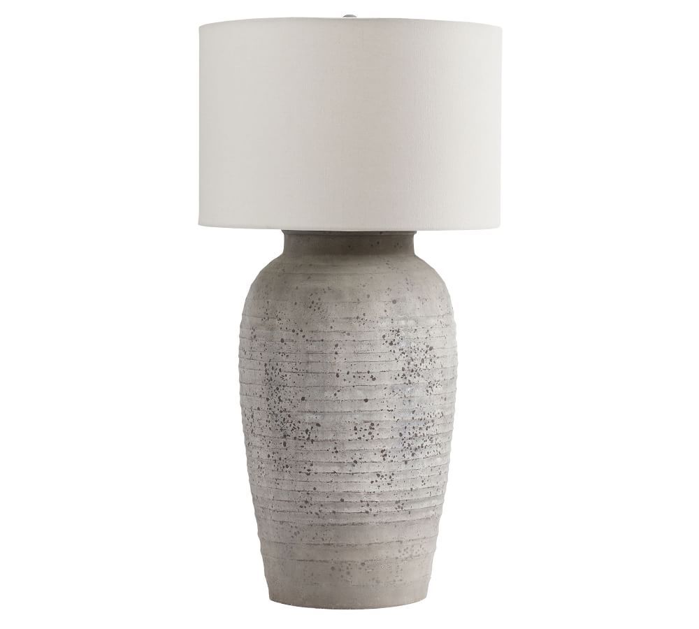 Maddox Terra Cotta 34&amp;quot; Tall Table Lamp, Rustic Gray Base with X-Large Gallery Stright-Si... | Pottery Barn (US)