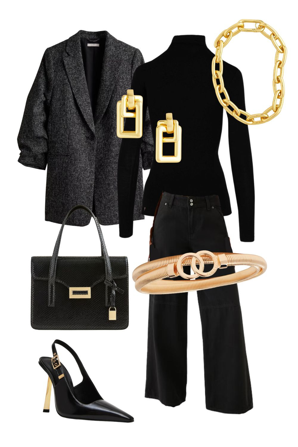 All Black womenswear featuring a oversized grey blazer 

 #LTKSaleAlert #LTKStyleTip #LTKWorkwear