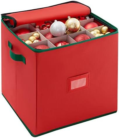 Lifewit Christmas Ornament Storage Container with Dual Zipper Closure - Box Contributes Slots for... | Amazon (US)