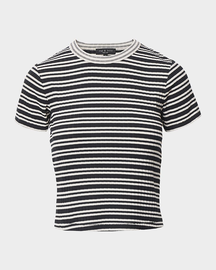 Rag & Bone Luca Stripe Ribbed Short-Sleeve Tee | Neiman Marcus