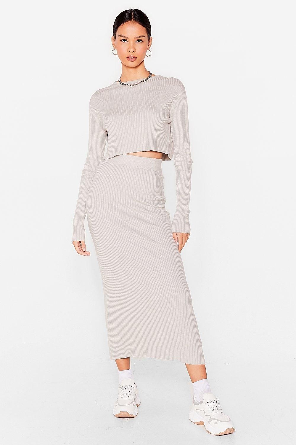 Womens Knit's a Perfect Match Crop Top and Skirt Set - Grey | NastyGal (US & CA)