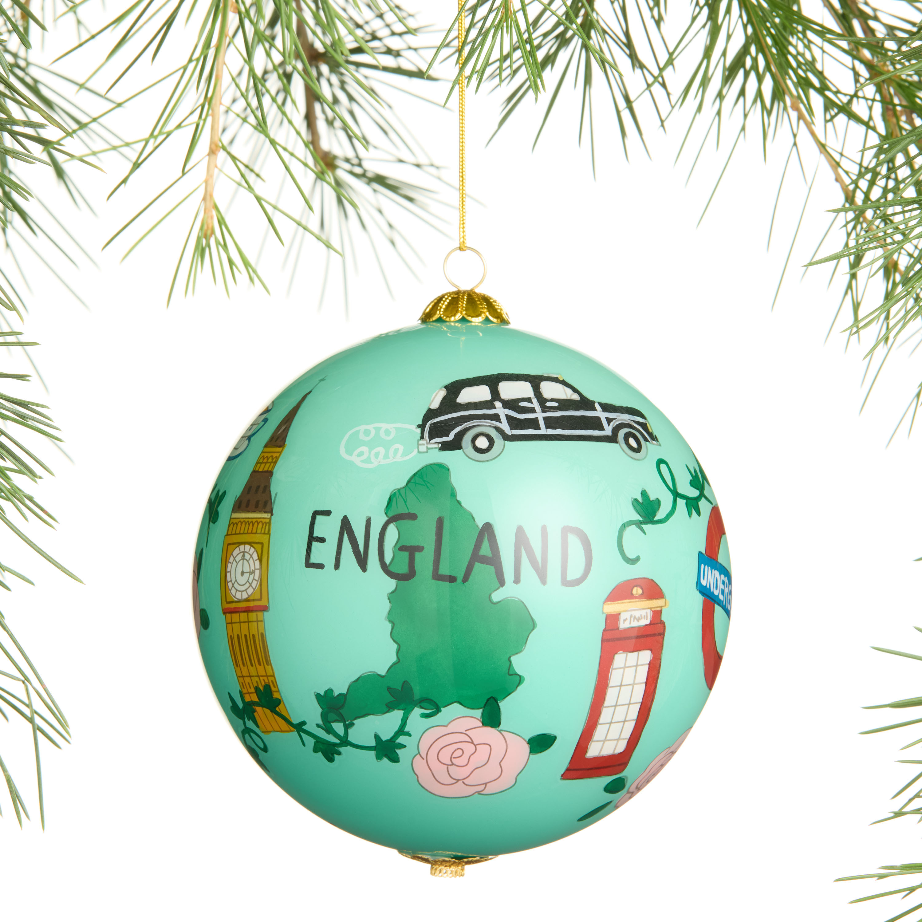 Li Bien Green England Global 2025 Glass Ball Ornament | World Market