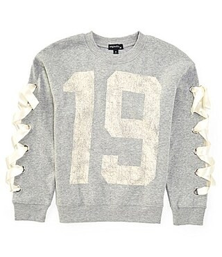 Originality Big Girls 7-16 Lace-Up-Sleeve 19 Fleece Sweatshirt - S | Dillard's