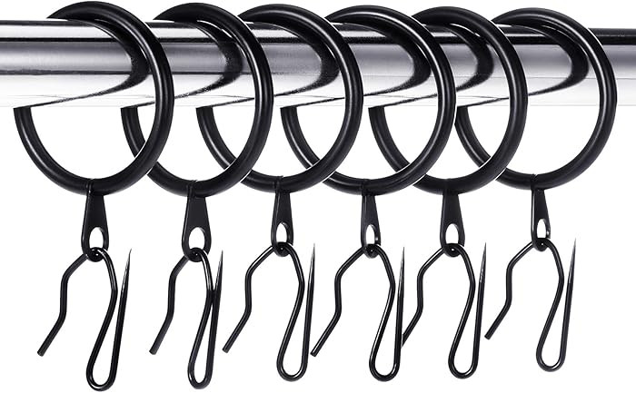 Hotop 30 Pcs Metal Drapery Curtain Rings 0.98/1.26/1.65 inch Interior Diameter and 30 Pcs Hanging... | Amazon (US)