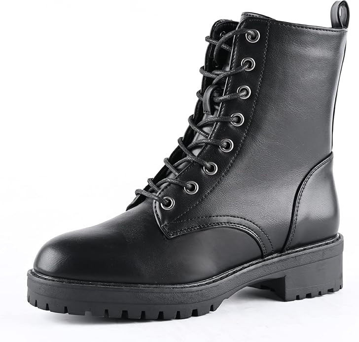 READYSALTED Women's Cleated Chunky Platform Ankle Boots in Round Toe Lug Sole(RIVER) | Amazon (US)