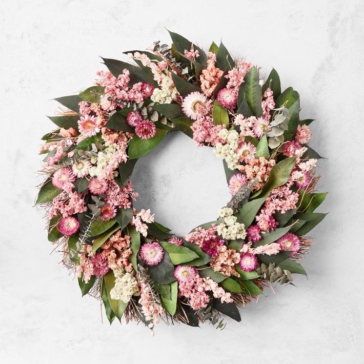 Spring Pink Blossom Live Wreath, 20" | Williams-Sonoma