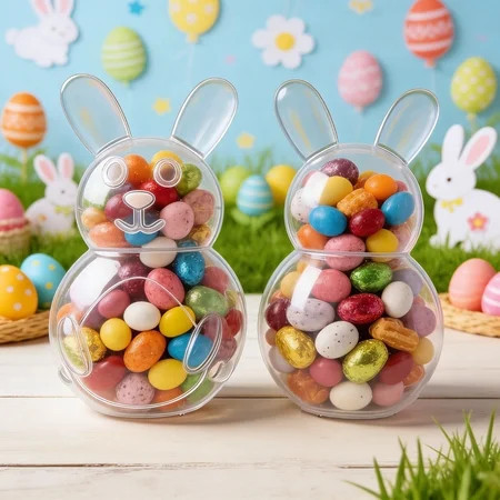 AVYERVO Large Transparent Bunny Plastic Container, 10" Rabbit-Shaped Jar – Heartwarming Easter/Birthday Gift (Clear) | Walmart (US)