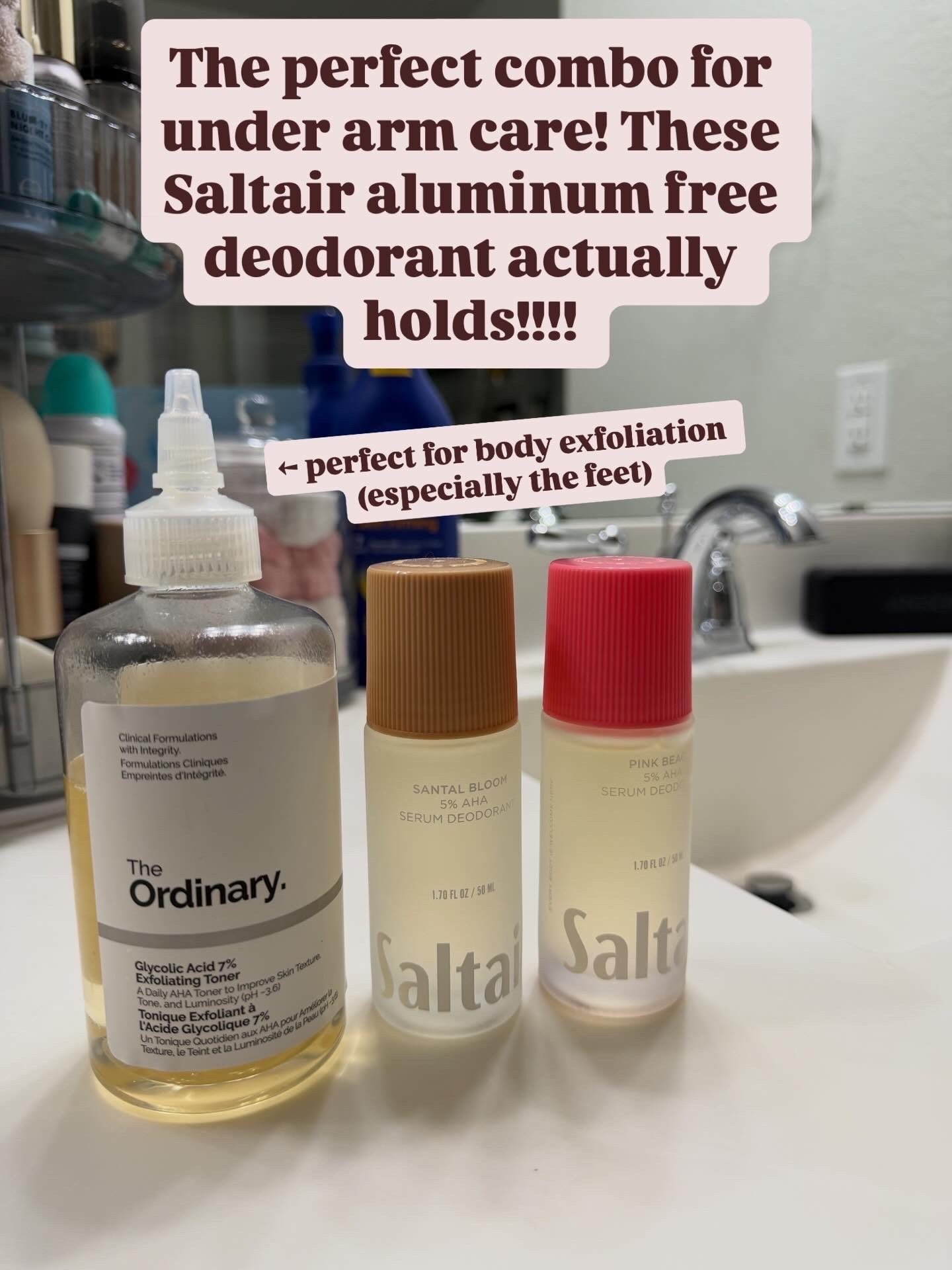 Aluminum free deodorant that actually works! 

How to prevent odor
- I start with witch hazel wipes. I get mine from Walmart or Amazon
- use 5% glycolic acid to take care of your underarm skin. Let that dry
- Apply Saltair aluminum free deodorant. They smell SO GOOD!!!

Amazon finds. Walmart finds. Skin and body care products. 

#LTKBeauty #LTKselfcare #LTKActive