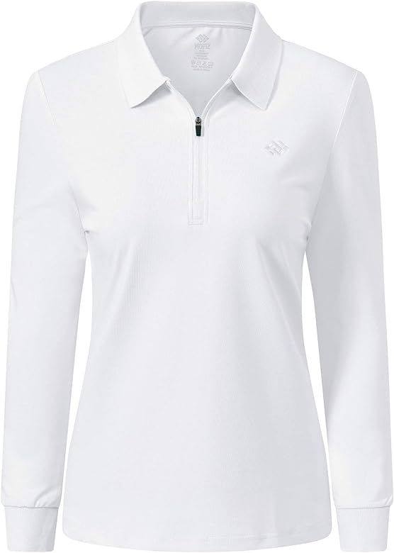 JINSHI Women's Golf Polo Shirt Long Sleeves Zip Up Sport Active Shirts Quick Dry Athletic T-Shirt... | Amazon (US)