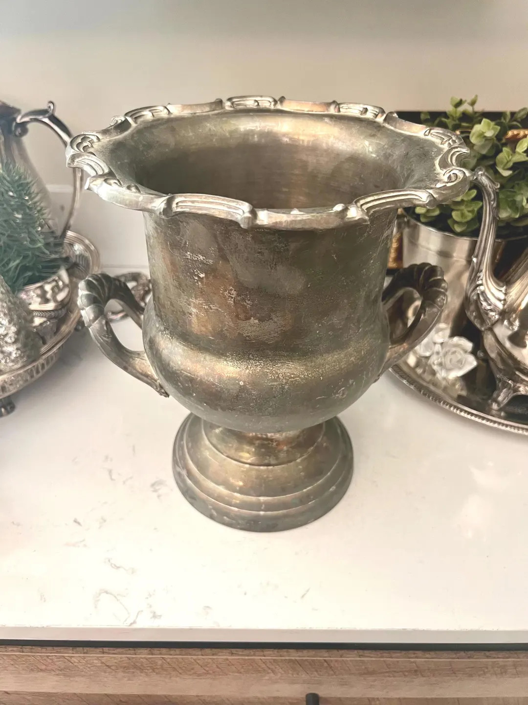 Vintage Silverplate Urn Style Champagne Ice Bucket | Ornate Scalloped Rim Wine Cooler | Elegant H... | Etsy (US)