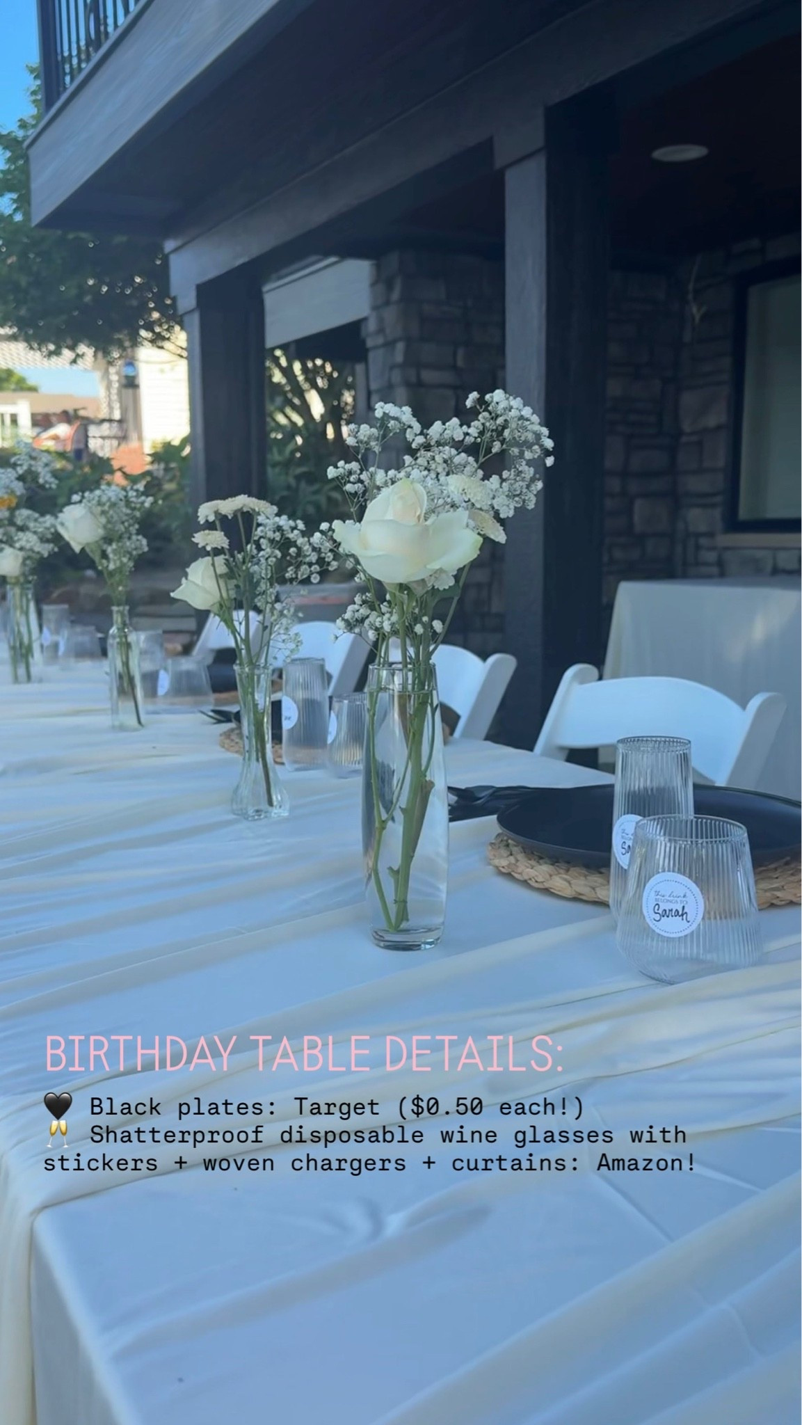 Birthday table details from our Hibachi Night! ✨
🖤 Black plates: Target ($0.50 each!)
🥂 Shatterproof disposable wine glasses come with stickers + woven chargers + curtains used as tablecloths: Amazon!

#LTKHome