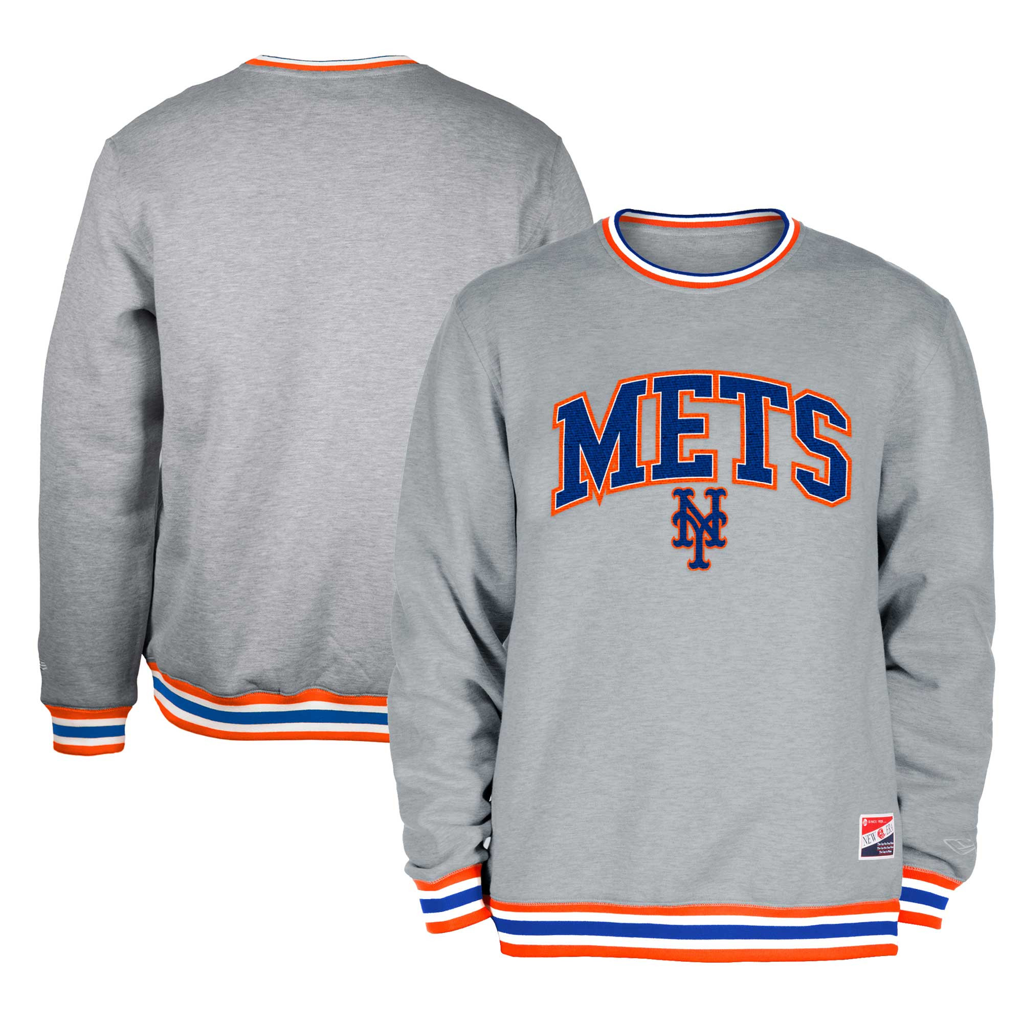 Men's New York Mets New Era Heather Gray Throwback Classic Pullover Sweatshirt | MLB Shop