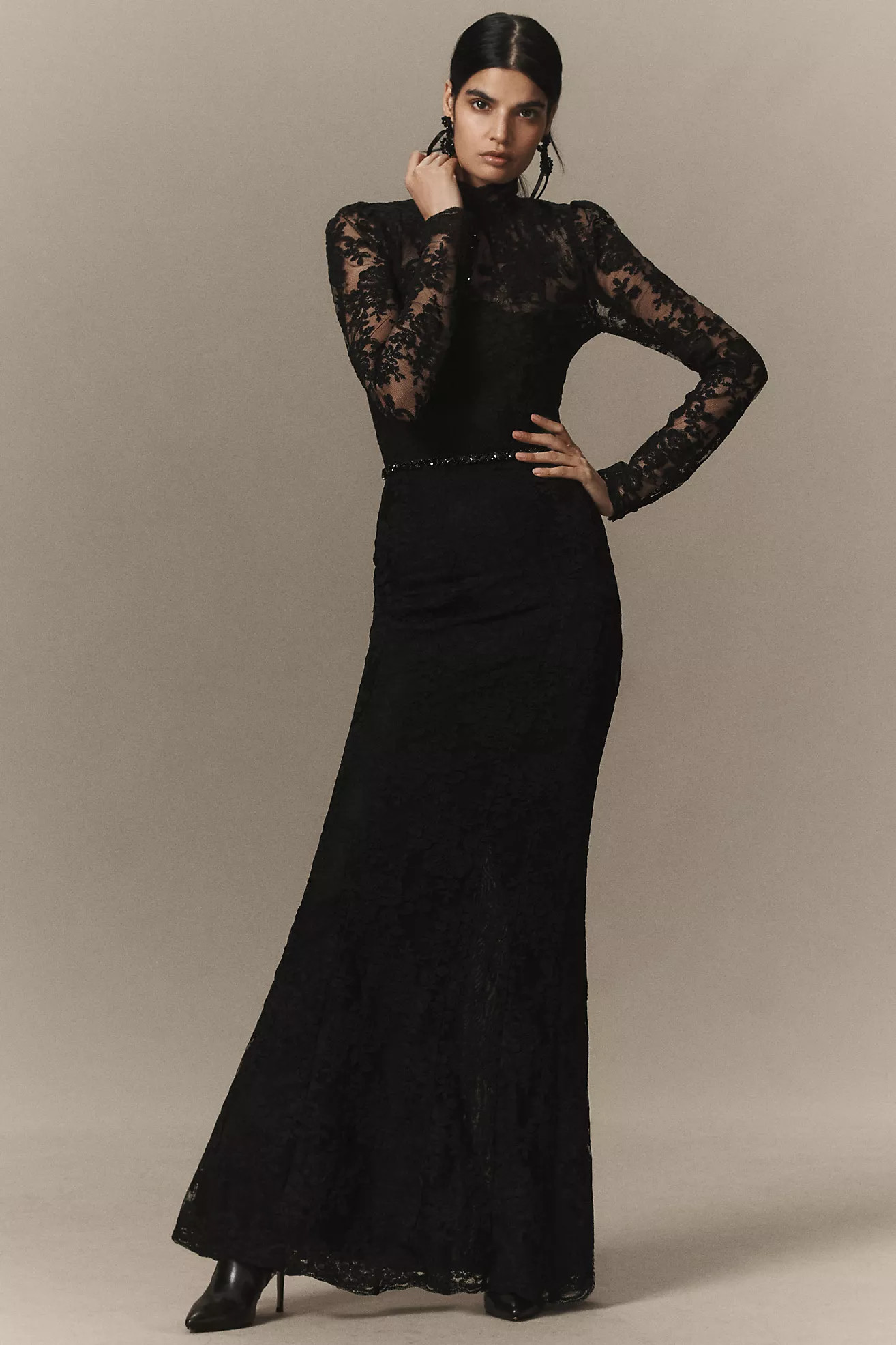 V. Chapman Jules Turtleneck Lace Column Maxi Dress | Anthropologie (US)