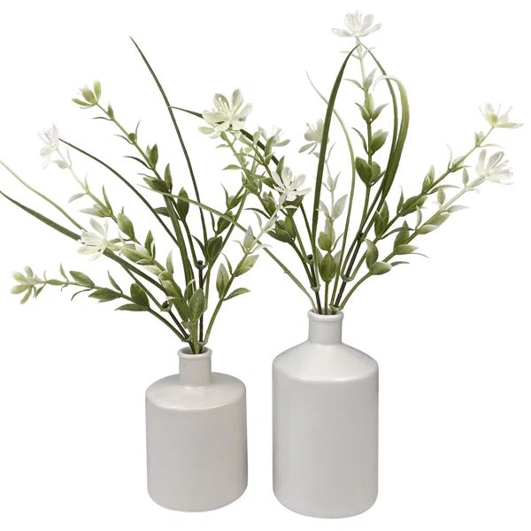 Elegant Floral Arrangement in Vase (Set of 2) | Wayfair North America