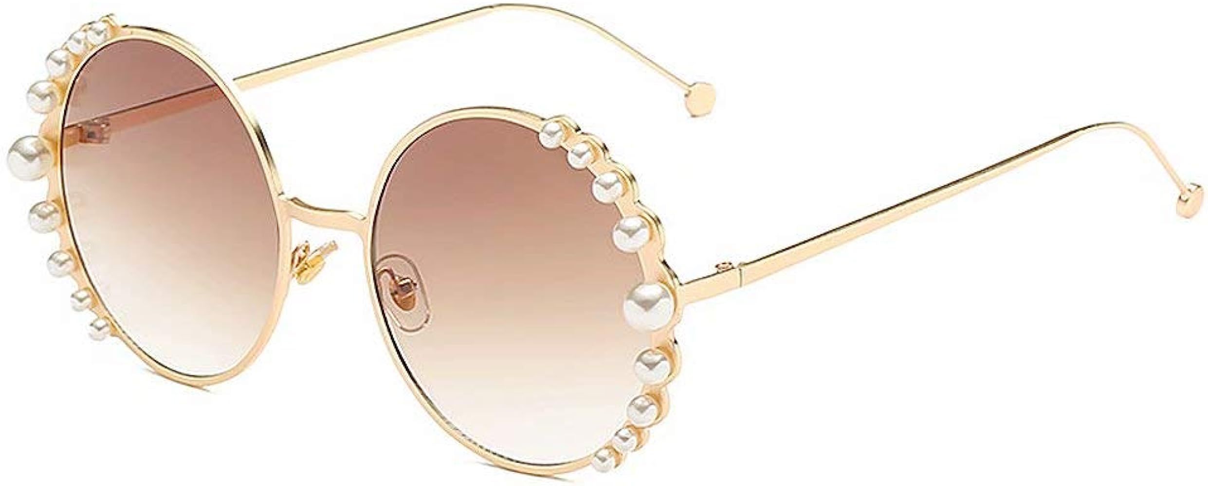 Sunglasses With Pearl For Women Fashion Metal Sun Glasses UV400 Protection | Amazon (US)