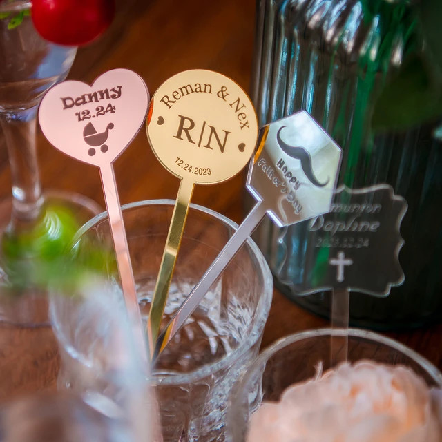 Personalized Engraving Bar Stir Sticks Swizzle Bachelor Party Supplies Customized Acrylic Namepla... | AliExpress (US)