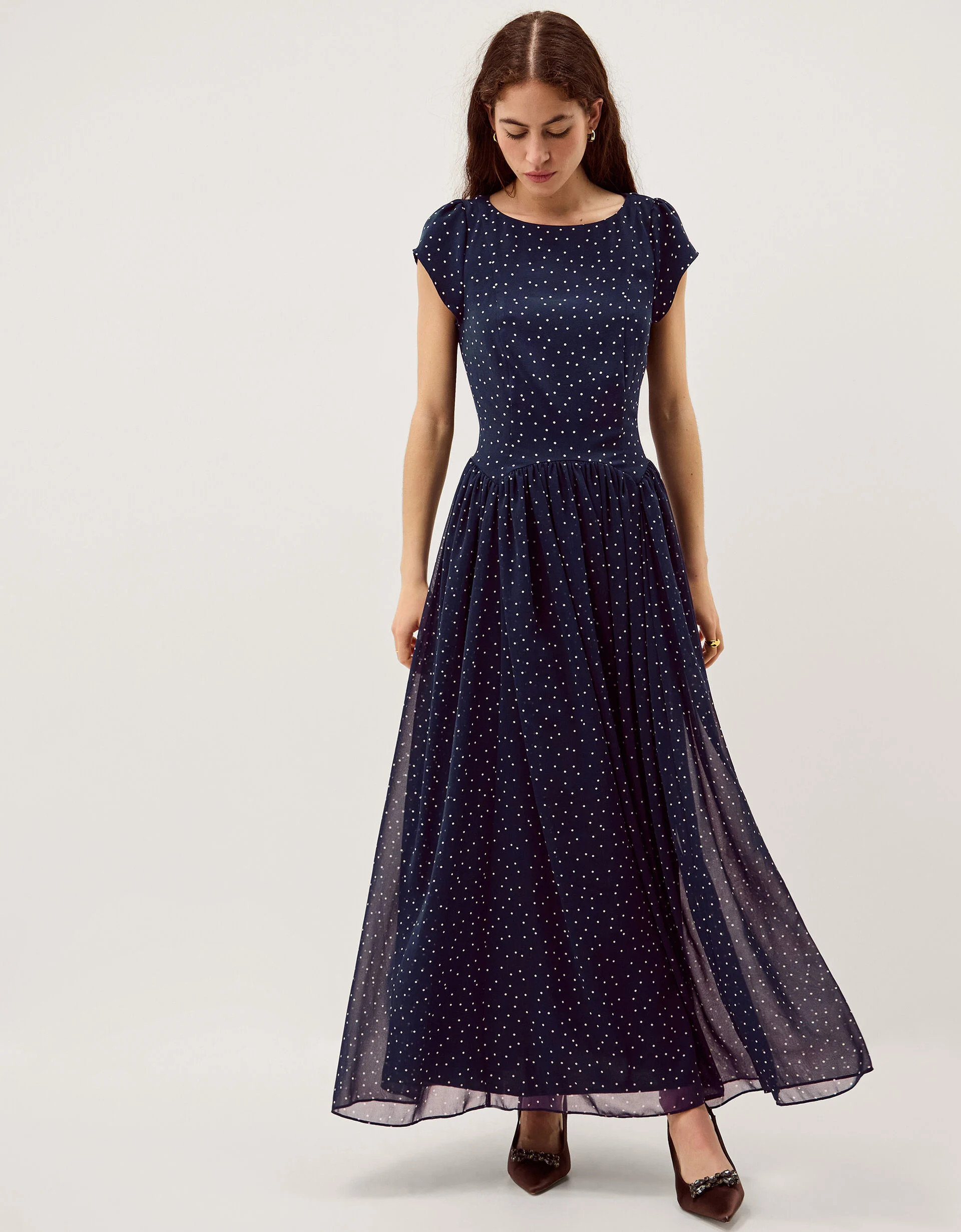 Caitie Polka Dot Maxi Dress Blue | Monsoon (UK)
