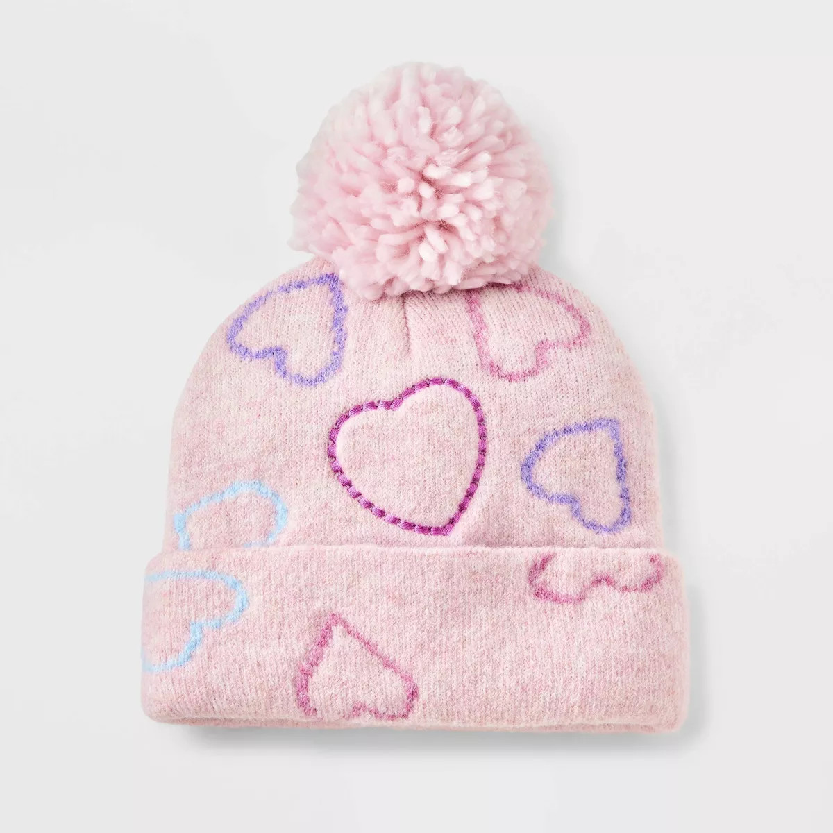 Toddler Girls' Heart Printed Beanies - Cat & Jack™ Pink | Target