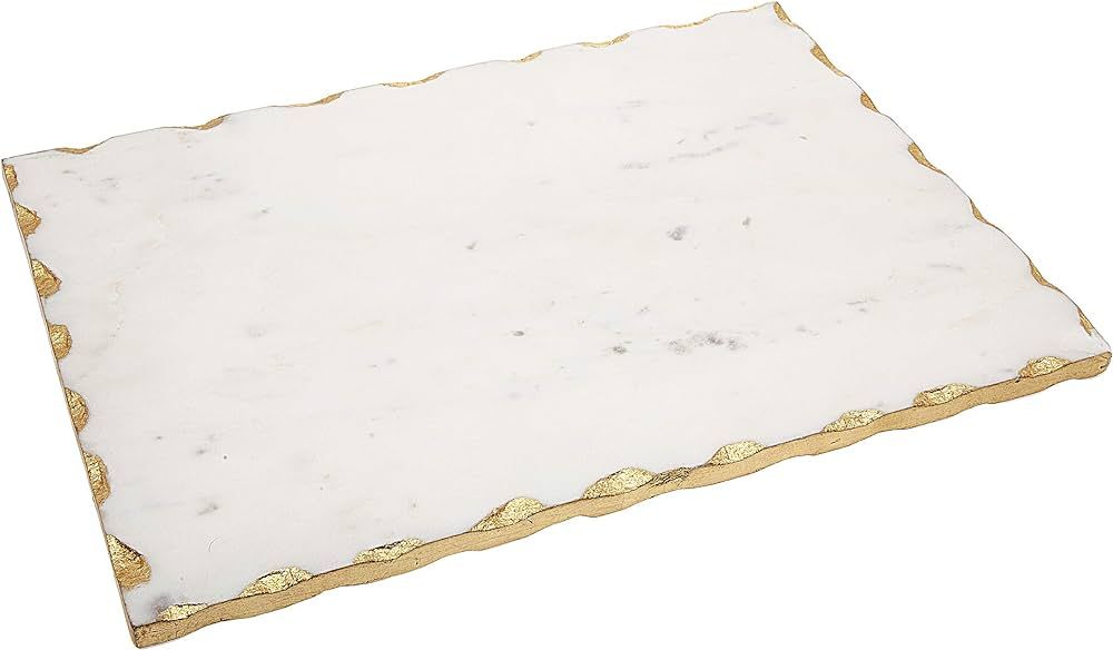 White Marble Challah, Cutting, Carving Board with Gold Trim by Godinger - 16" x 12" | Amazon (US)