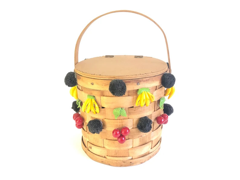 Vintage Fruit Basket Purse, Banana Cherry Pom Decor - Etsy | Etsy (US)