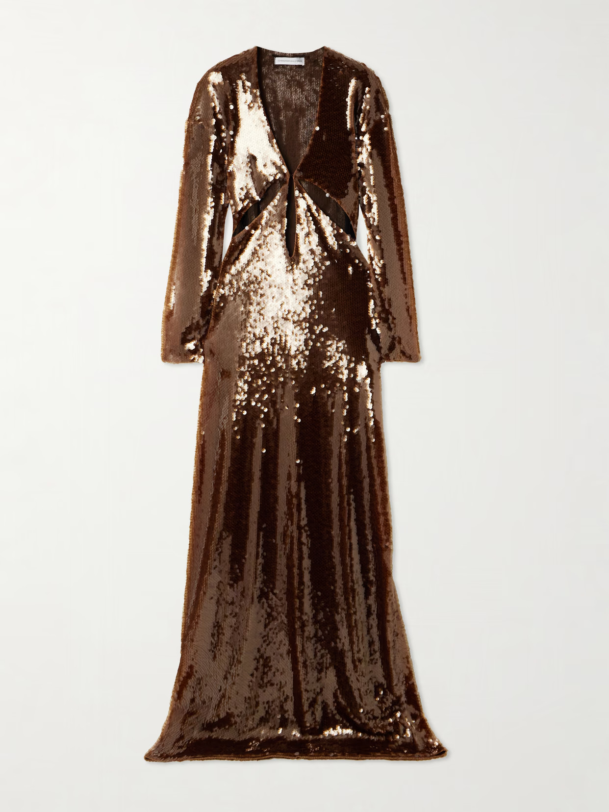 Christopher Esber - Lucent Cutout Sequined Mesh Maxi Dress - Brown | NET-A-PORTER (UK & EU)