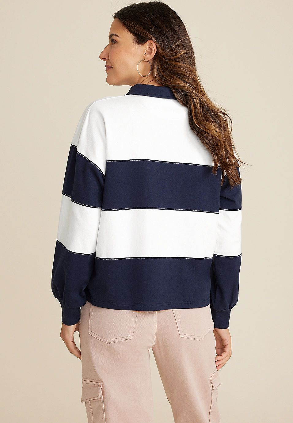 Collared Rugby Striped Henley Tee | Maurices
