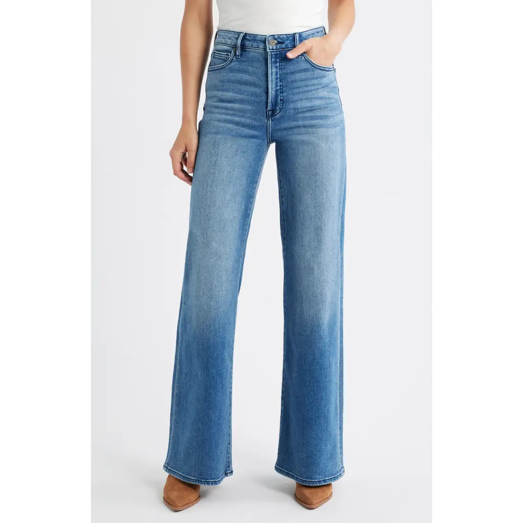HIDDEN JEANS Comfort High Waist Flare Jeans in Dark Wash at Nordstrom, Size 25 | Nordstrom