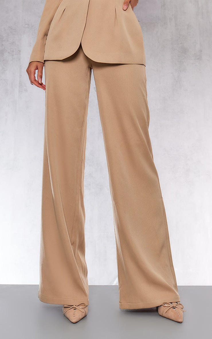 Camel Woven Tailored Wide Leg Pants | Pretty Little Thing (Australia & New Zealand)
