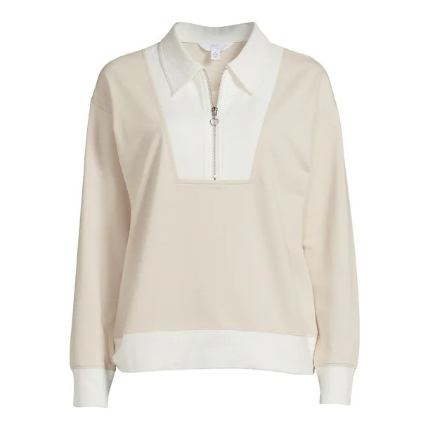 Time and Tru Women's Quarter Zip Sweatshirt - Walmart.com | Walmart (US)