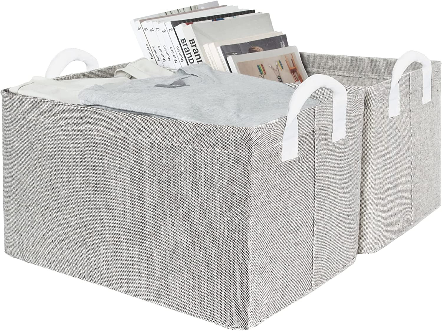 StorageWorks Storage Baskets for Shelves with Metal Frame, Fabric Storage Bins, Gray, 2-Pack | Amazon (US)