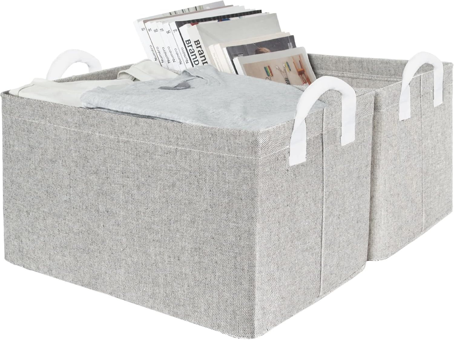 StorageWorks Storage Baskets for Shelves with Metal Frame, Fabric Storage Bins, Gray, 2-Pack | Amazon (US)