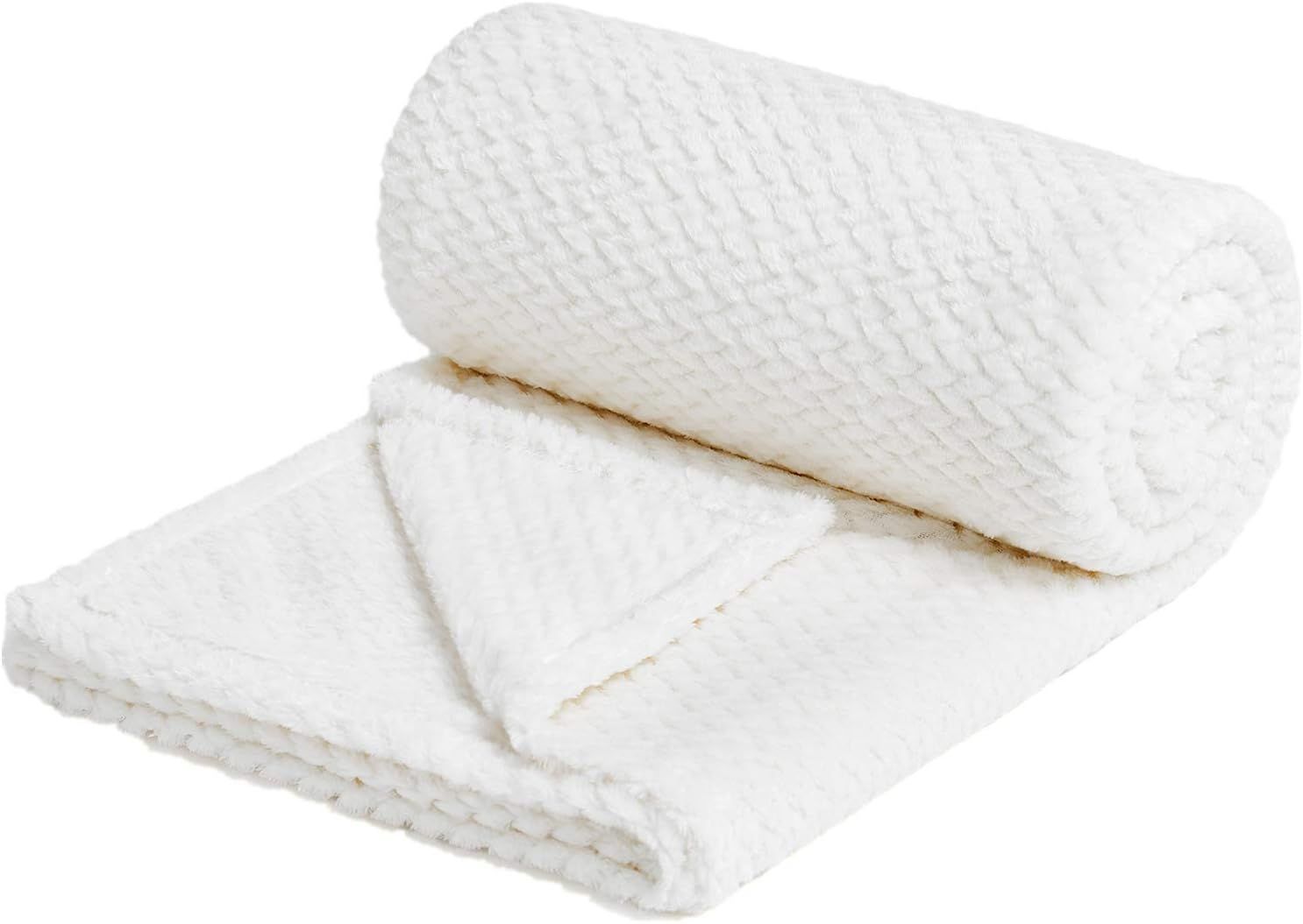 NEWCOSPLAY Super Soft Throw Blanket White Premium Silky Flannel Fleece Leaves Pattern Lightweight... | Amazon (US)