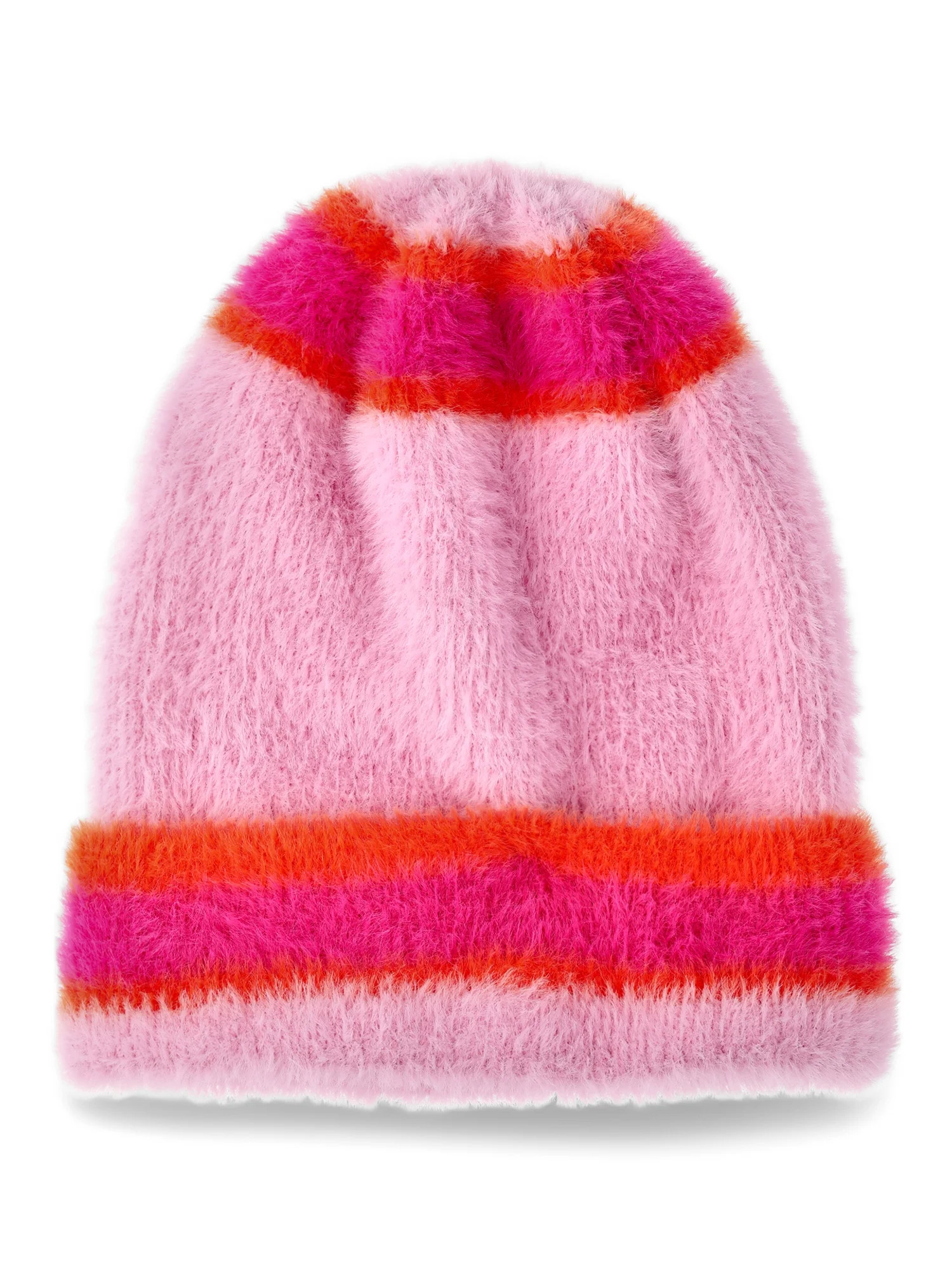 No Boundaries Women's Striped Cozy Winter Beanie, Pink | Walmart (US)