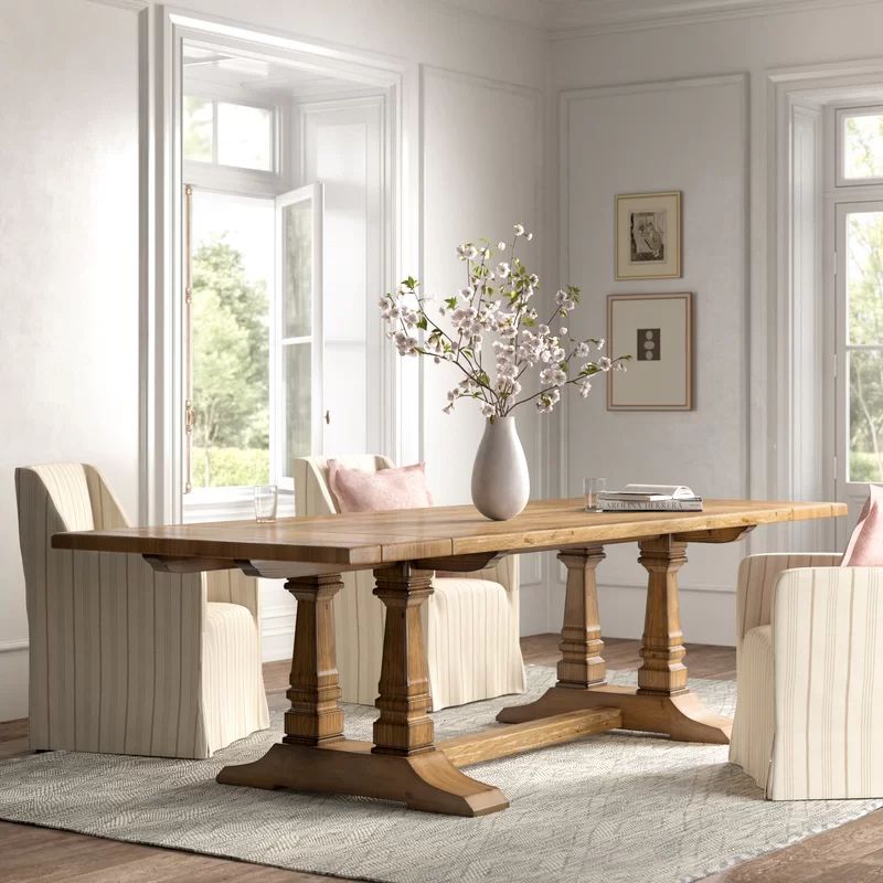 Summit Extendable Pine Solid Wood Trestle Dining Table | Wayfair North America
