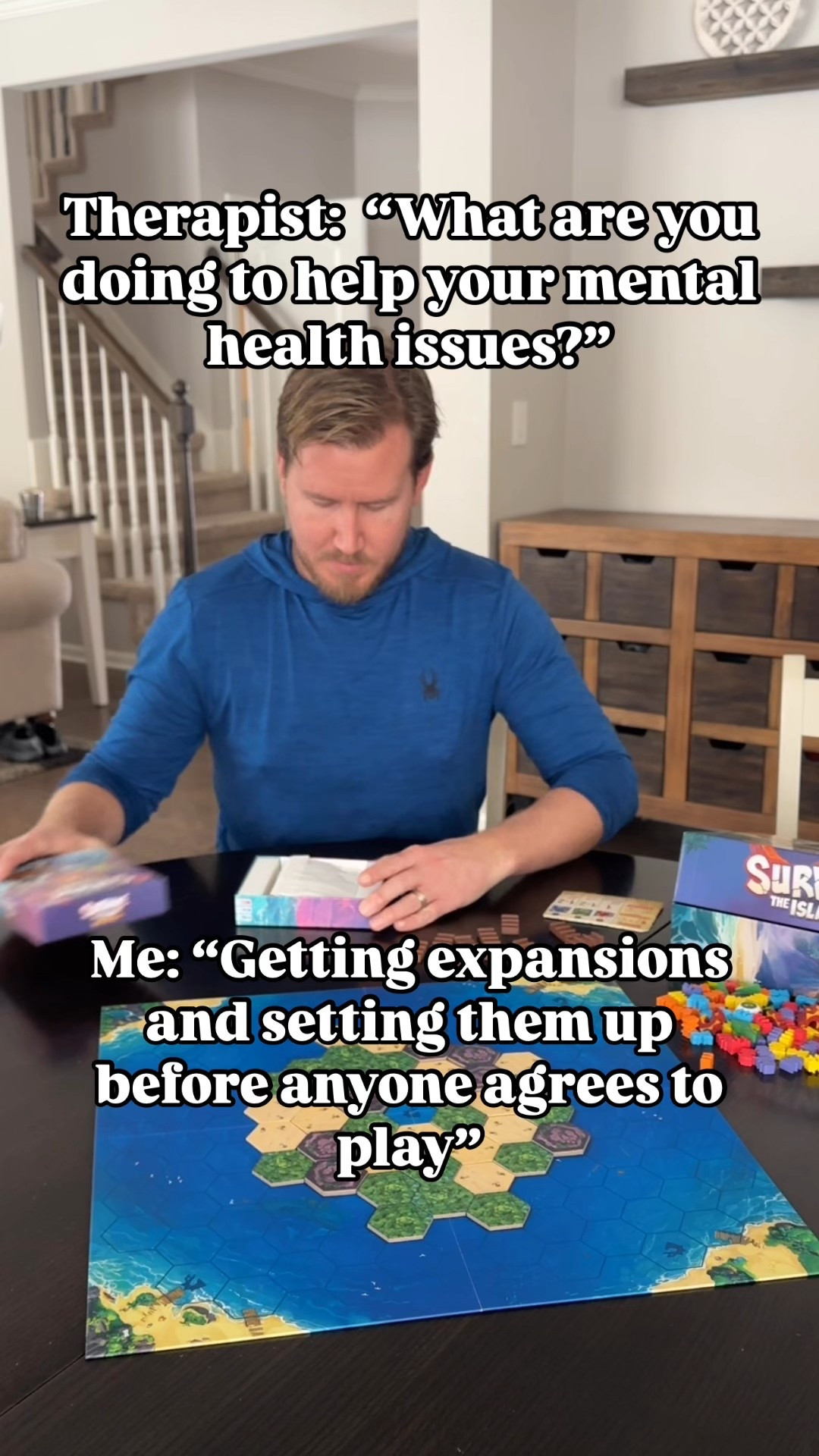 When your hobby is relaxing and addicting…quite the conundrum.

Survive the island got a mini expansion that adds quite a few elements of chaos and brings back an OG monster, the whale.

Survive the island is a fantastic gateway / family game.  The goal is to get your people to safety as the island sinks.  You have 3 moves per turn and it’s often shocking how terrible things go.  Oh, and each worker is worth different values that you have to remember through the game.

Perfect for non-gamers, a casual game night, or to kick off an epic game marathon.

#LTKKids #LTKFamily #LTKGiftGuide