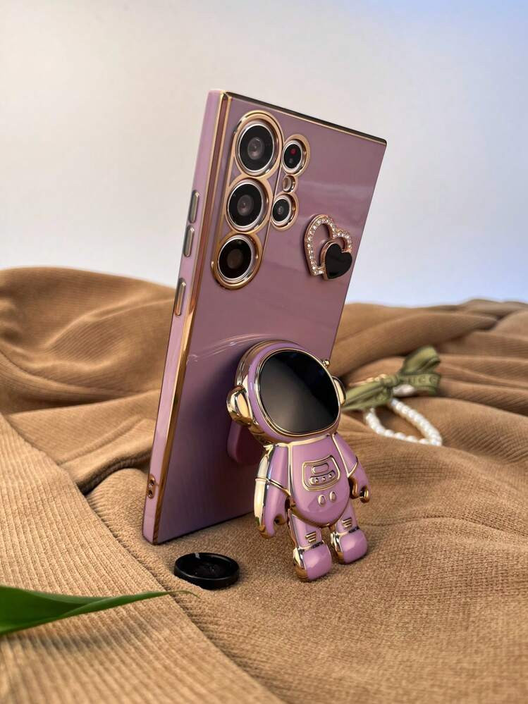Valentines Astronaut Print Phone Case With Stand Compatible With IPhone15/15Plus/15Pro/15Promax | SHEIN