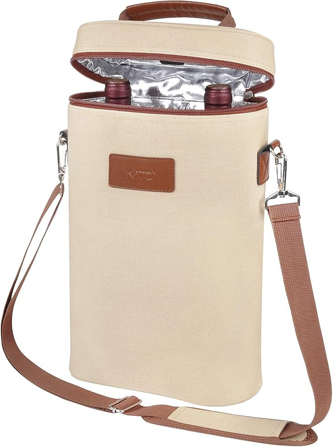Tirrinia 2 Bottle Wine Gift Tote Carrier - Leakproof & Insulated Padded Versatile Wine Cooler Bag... | Amazon (US)