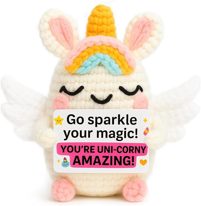 Christmas Birthday Gifts for Women Girls, Positive Crochet Unicorn for Friends Daughter Coworkers... | Amazon (US)