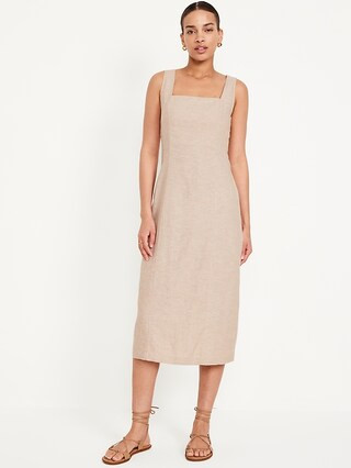 Sleeveless Square-Neck Midi Dress | Old Navy (US)