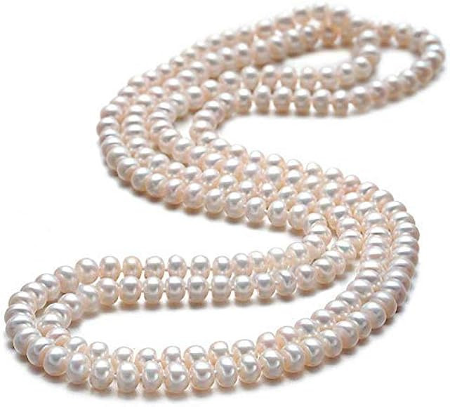 Pearl Necklace Drop Beaded 150cm Long Chain Rope Bead Wedding Bridesmaid Bridal Art Deco Fashion ... | Amazon (UK)