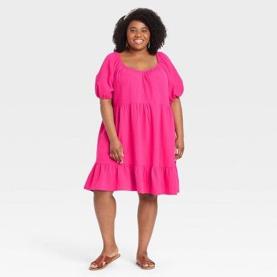 Women's Puff Short Sleeve Tiered Babydoll Dress - Universal Thread™ | Target