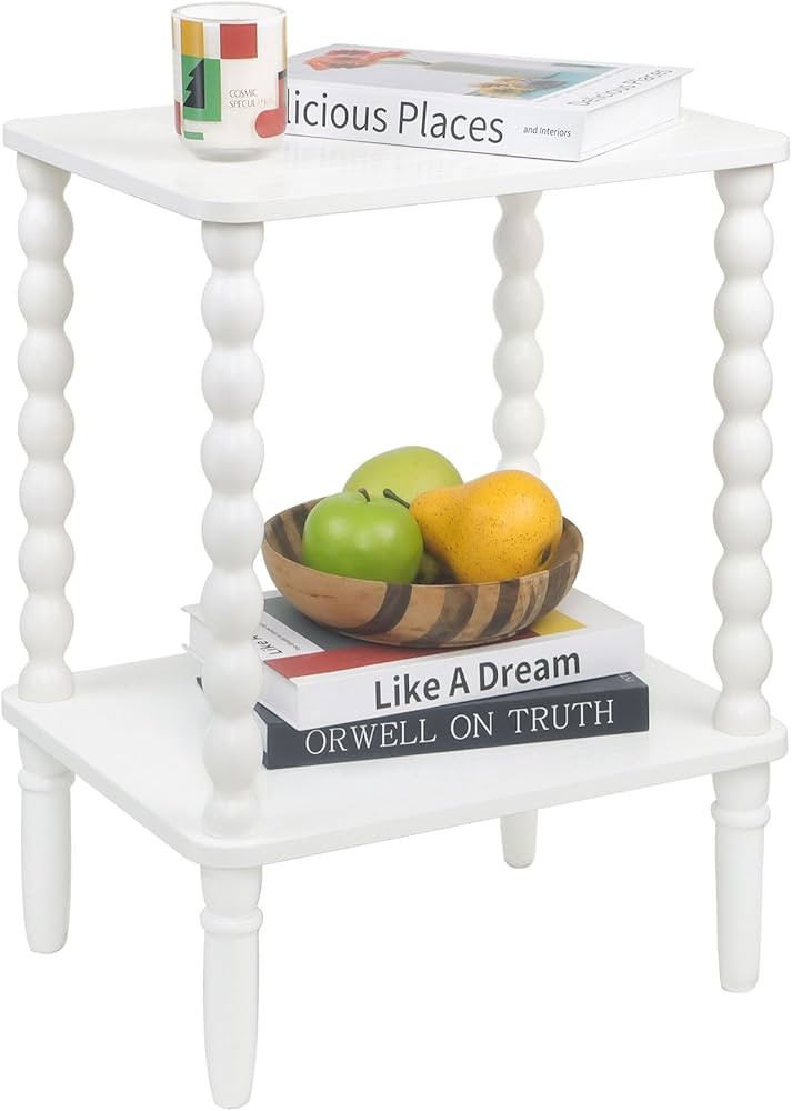 White End Table, Small Side Table with Storage Shelf, 2-Tier Modern NightStand for Bedroom, Livin... | Amazon (US)