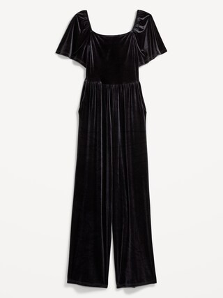 Flutter-Sleeve Velvet Jumpsuit for Women | Old Navy (US)