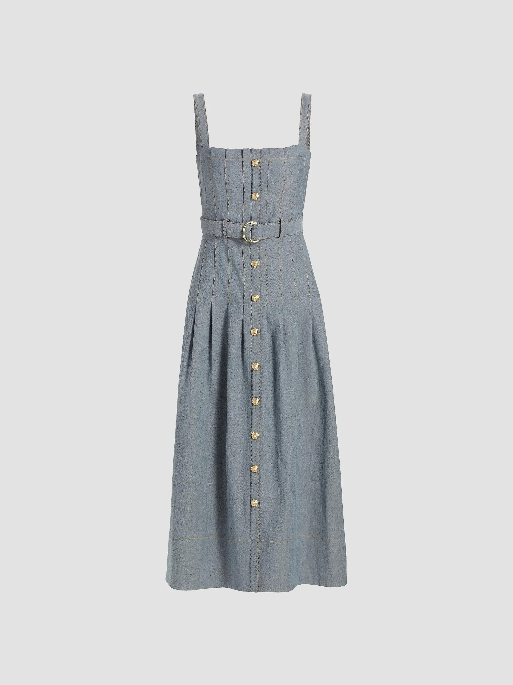 Branwen Denim Button-Front Midi-Dress | Saks Fifth Avenue