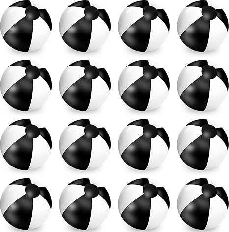 Whaline 16Pcs 16'' Black White Inflatable Beach Ball Round Pool PVC Balls Game Toys for Summer Ha... | Amazon (US)