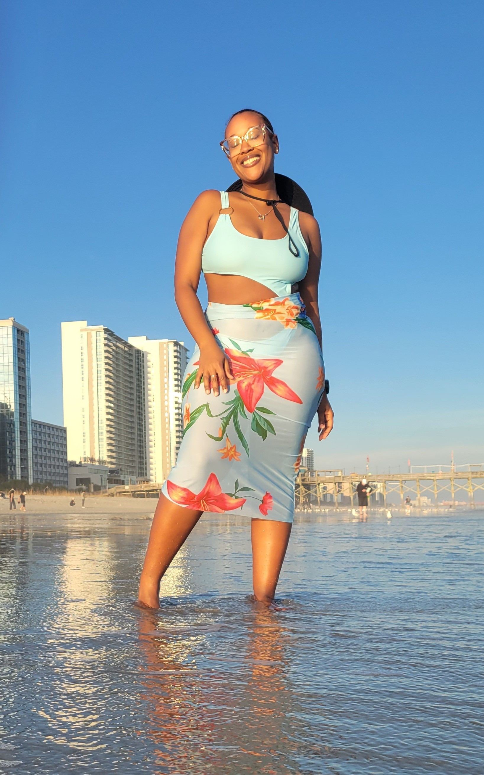 Myrtle Beach, South Carolina for Christmas 2025! While the weather outside was frightful, I was outside in the sun! Check out this Shein set that I put together - can you believe that this is two different swimsuit collections? This baby blue one piece design (size Large) with the cover-up skirt (size Medium) was the perfect combo. It almost looks like I got one pack of abs lol. Would you wear this combo? #LTKSwim #Swimsuit 

#LTKootd #LTKSeasonal #LTKTravel