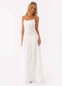 Jacinda Drop Waist Maxi Dress - Ivory | Peppermayo (Global)