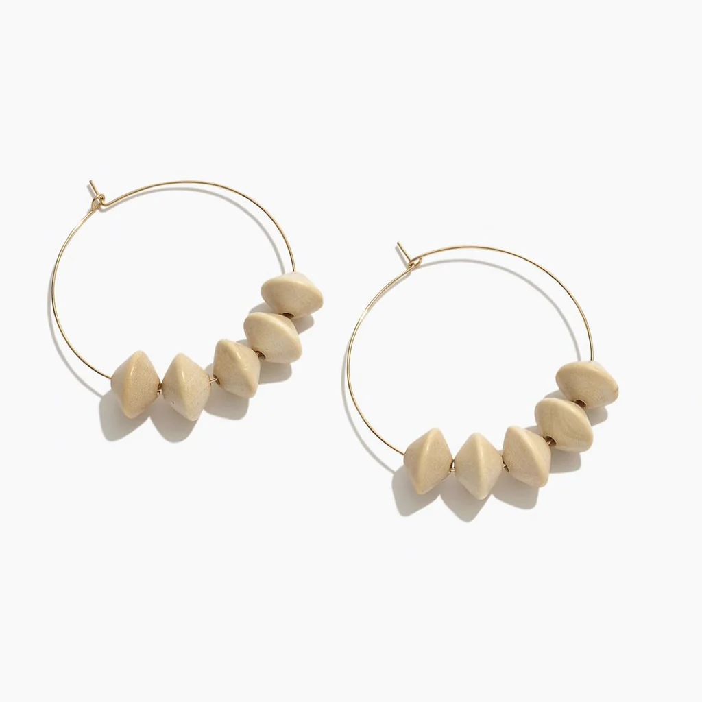 Sydney 2” Hoop Earrings (Natural Bicone Wood) | Natalie Borton