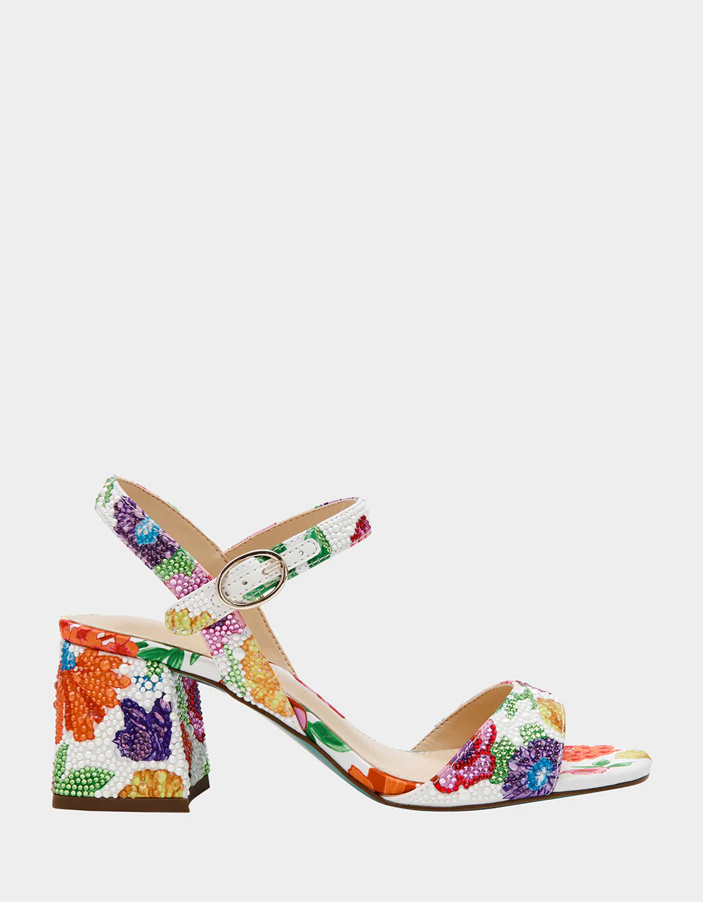 TAMY BRIGHT MULTI Women's Floral Block Heel Sandal | Betsey Johnson